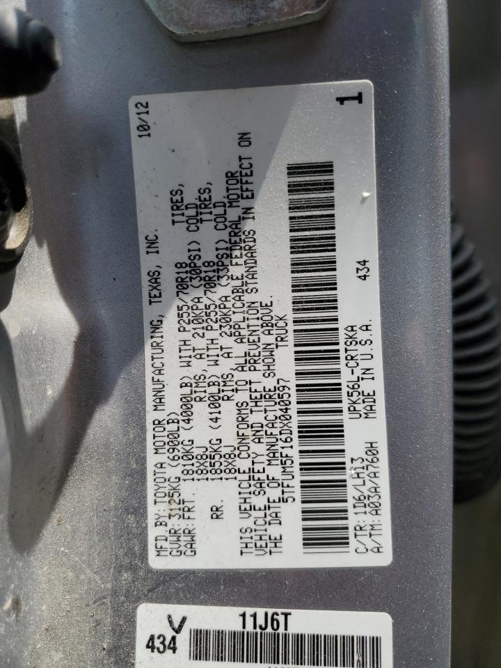 2013 Toyota Tundra Double Cab Sr5 VIN: 5TFUM5F16DX040597 Lot: 63452765