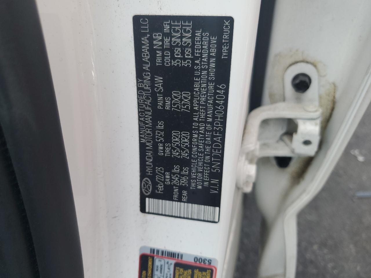 2023 Hyundai Santa Cruz Limited VIN: 5NTJEDAF3PH064046 Lot: 65569705