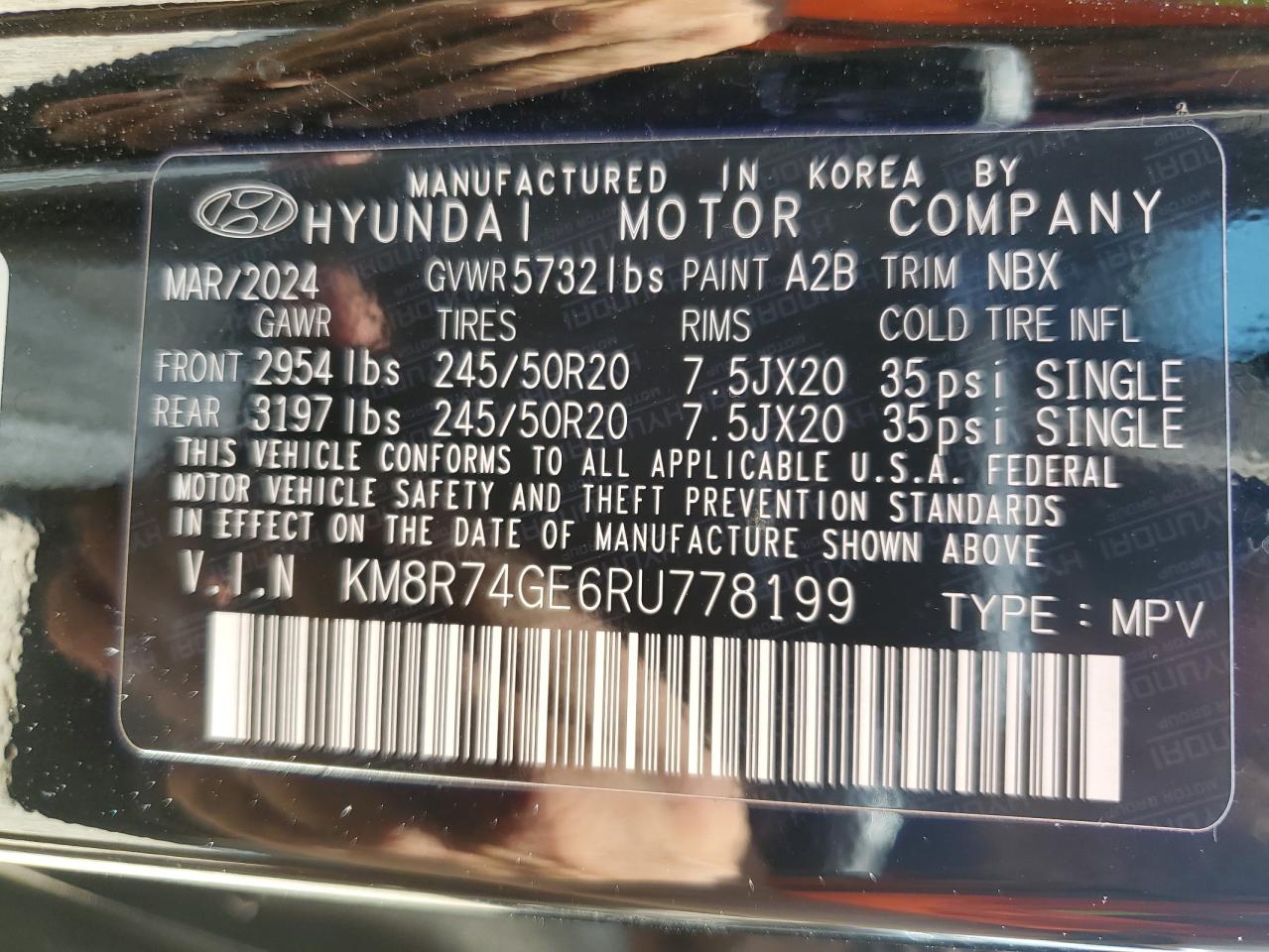 2024 Hyundai Palisade Calligraphy VIN: KM8R74GE6RU778199 Lot: 64454495