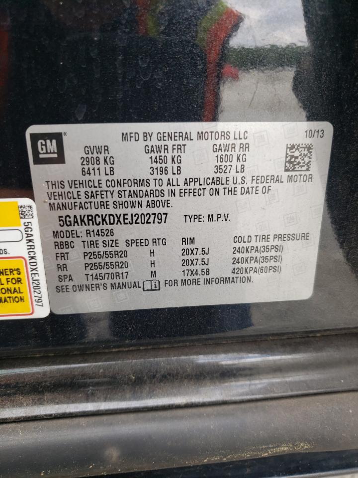 2014 Buick Enclave VIN: 5GAKRCKDXEJ202797 Lot: 63631035
