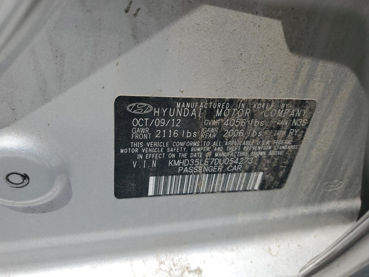 2013 Hyundai Elantra Gt VIN: KMHD35LE9DU054273 Lot: 65249065