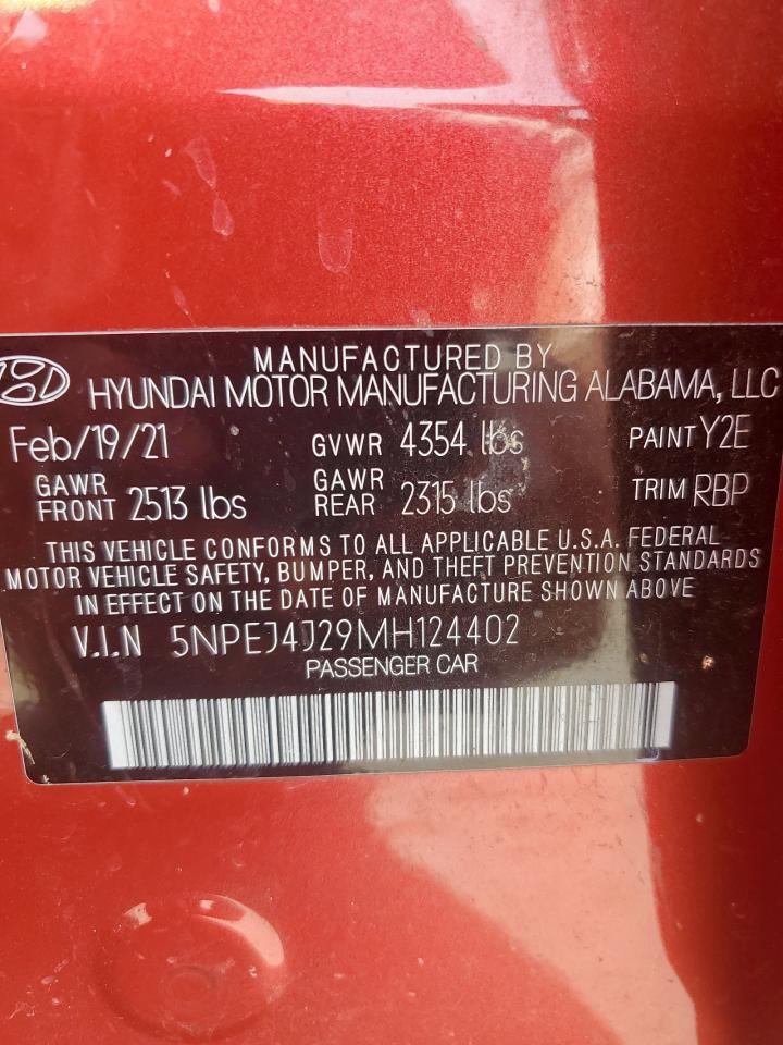 2021 Hyundai Sonata Sel Plus VIN: 5NPEJ4J29MH124402 Lot: 64105665
