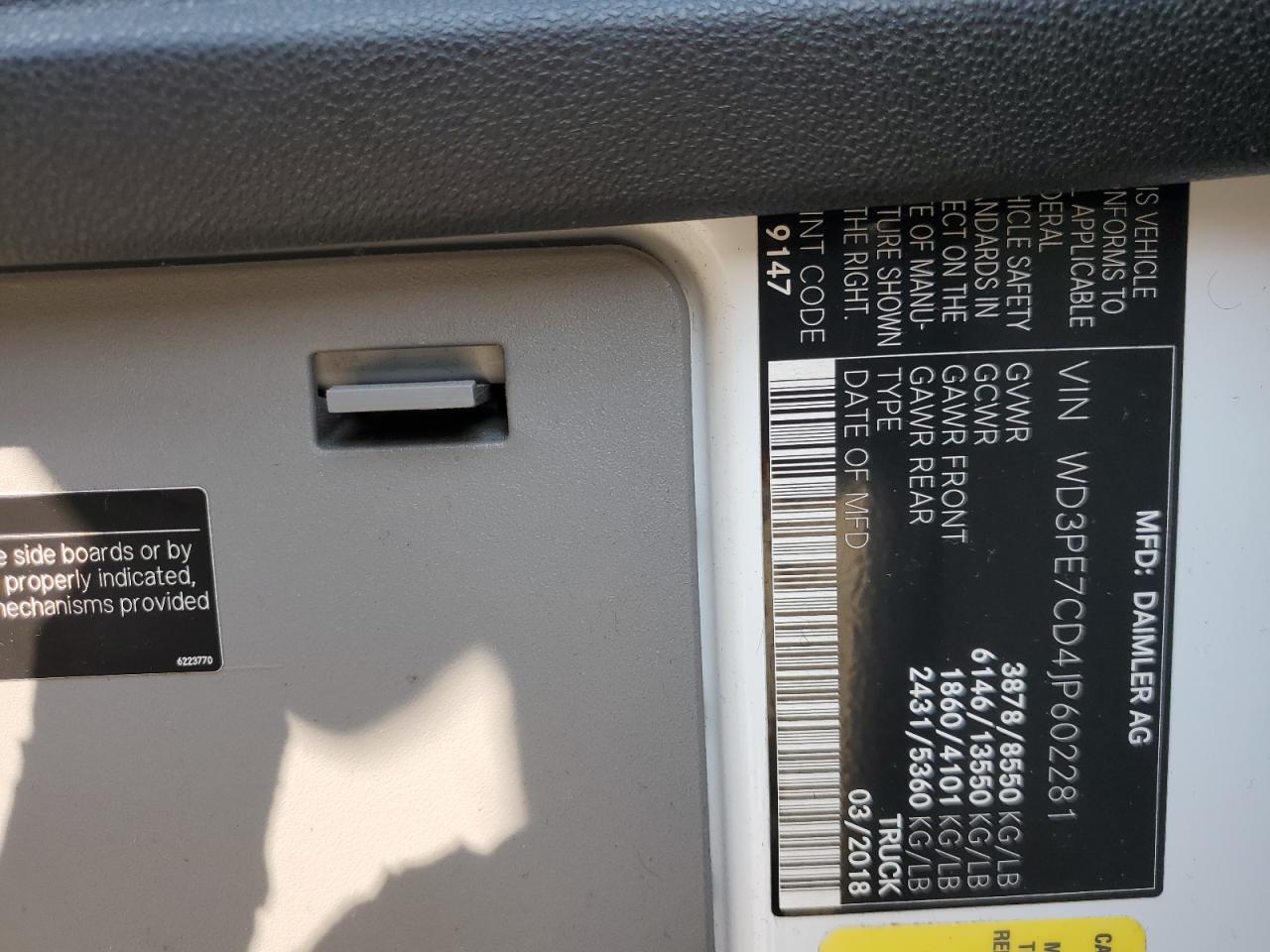 wd3pe7cd4jp602281 WD3PE7CD4JP602281 2018 Mercedes-Benz Sprinter 2500