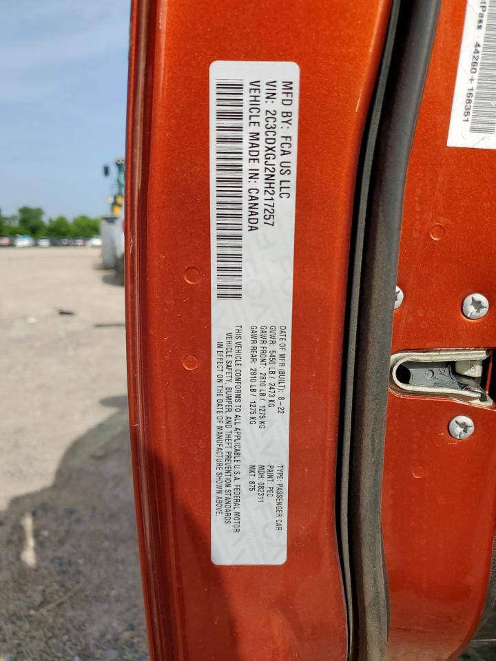 2022 Dodge Charger Scat Pack VIN: 2C3CDXGJ2NH217257 Lot: 62602335