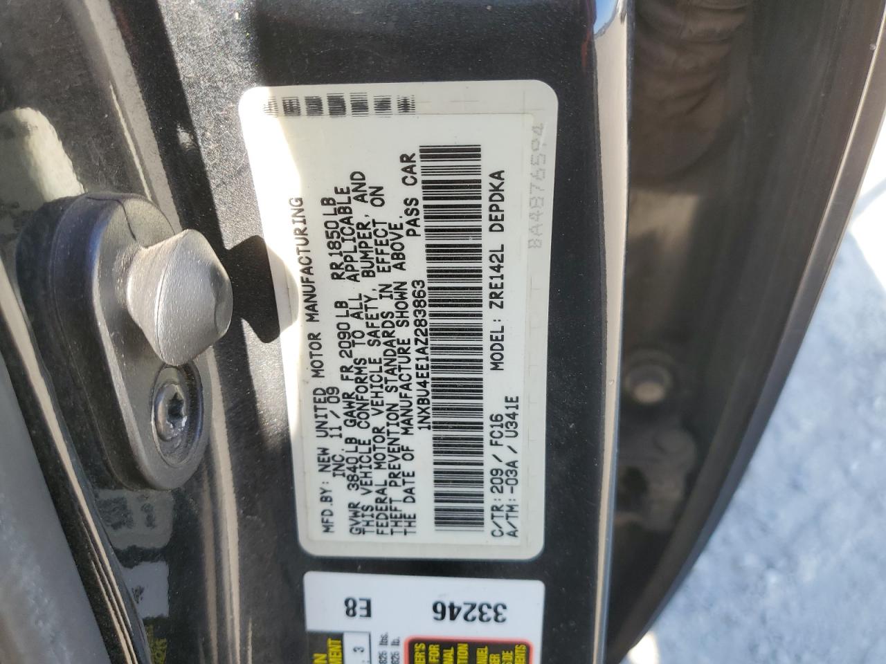 1nxbu4ee1az283863 1NXBU4EE1AZ283863 2010 Toyota Corolla Base