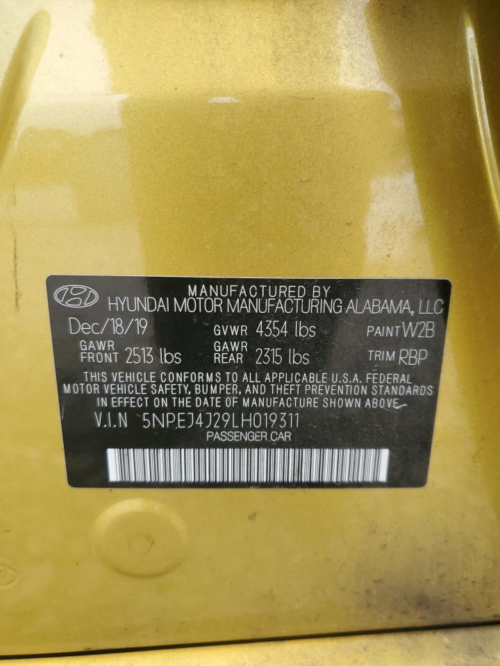 2020 Hyundai Sonata Sel Plus VIN: 5NPEJ4J29LH019311 Lot: 62378065