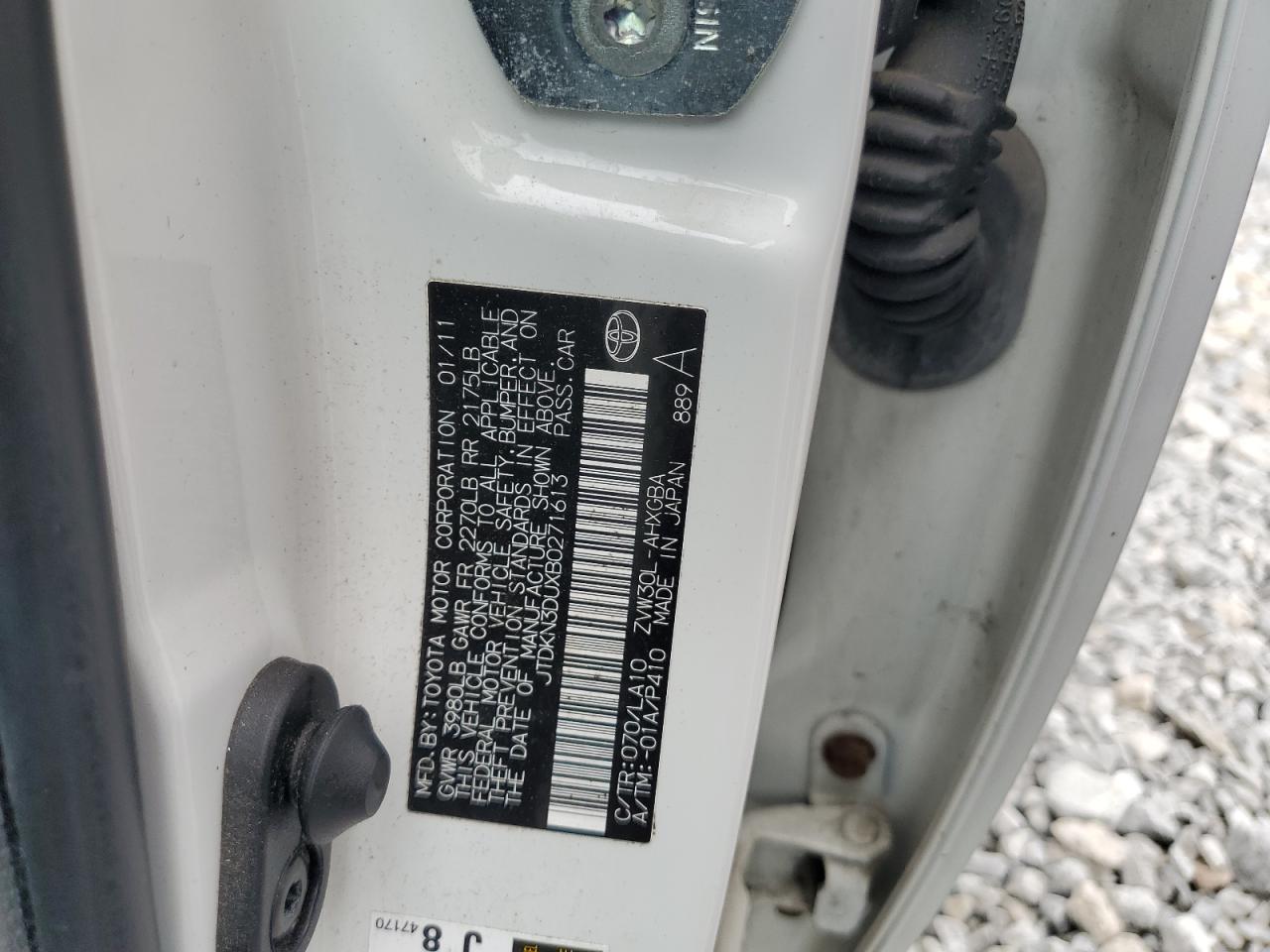2011 Toyota Prius VIN: JTDKN3DUXB0271613 Lot: 65672795