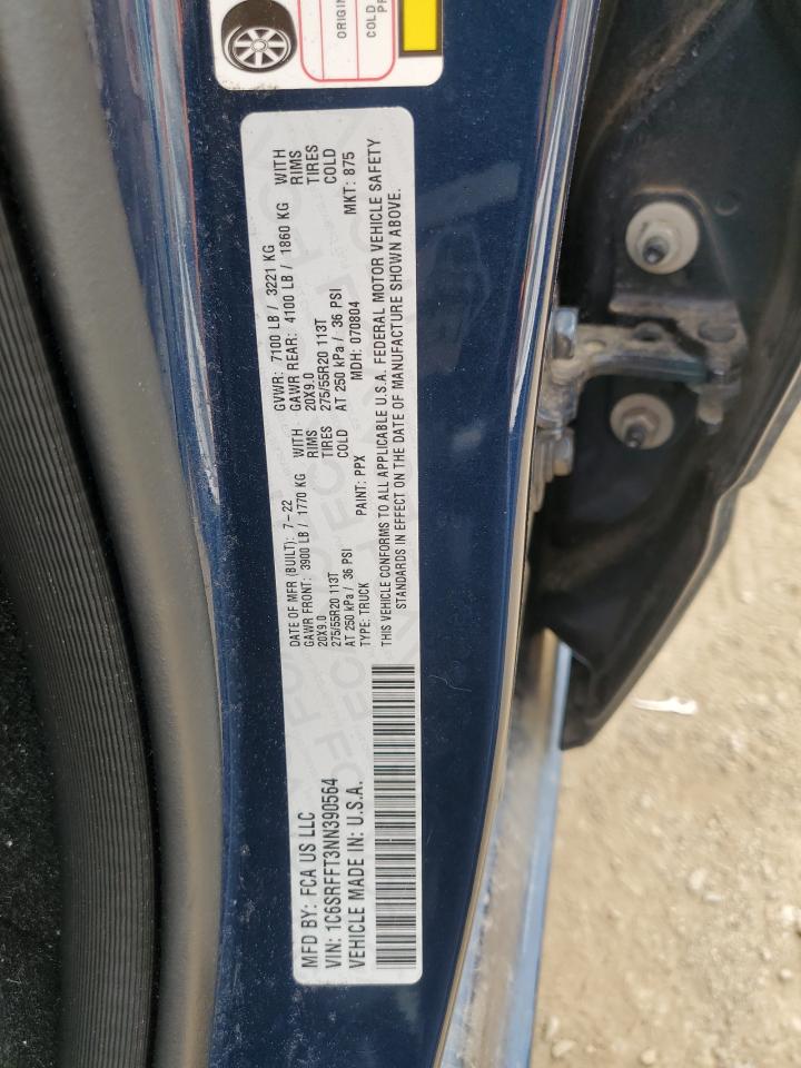 2022 Ram 1500 Big Horn/Lone Star VIN: 1C6SRFFT3NN390564 Lot: 62953035