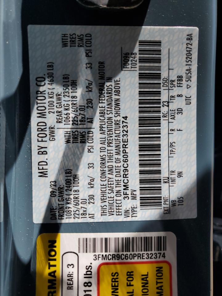2023 Ford Bronco Sport Outer Banks VIN: 3FMCR9C60PRE32374 Lot: 67858505