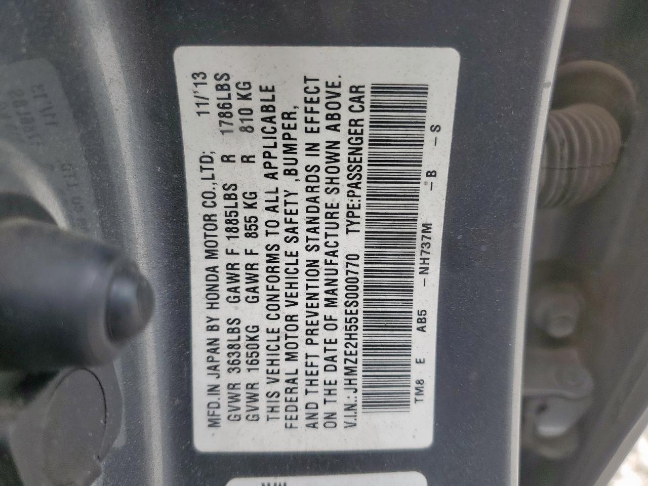 2014 Honda Insight Lx VIN: JHMZE2H55ES000770 Lot: 64090105