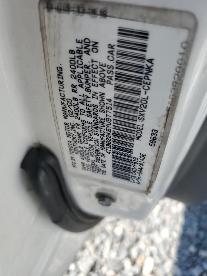 2000 Toyota Camry Ce VIN: 4T1BG22K6YU977514 Lot: 64174135