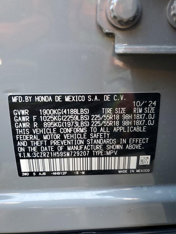 2025 Honda Hr-V Sport VIN: 3CZRZ1H59SM729207 Lot: 63343935