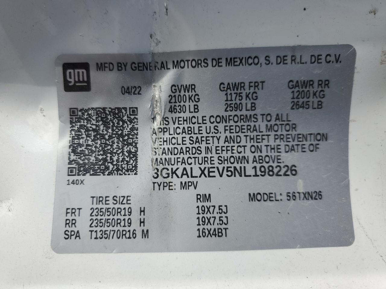 2022 GMC Terrain Denali VIN: 3GKALXEV5NL198226 Lot: 64566435