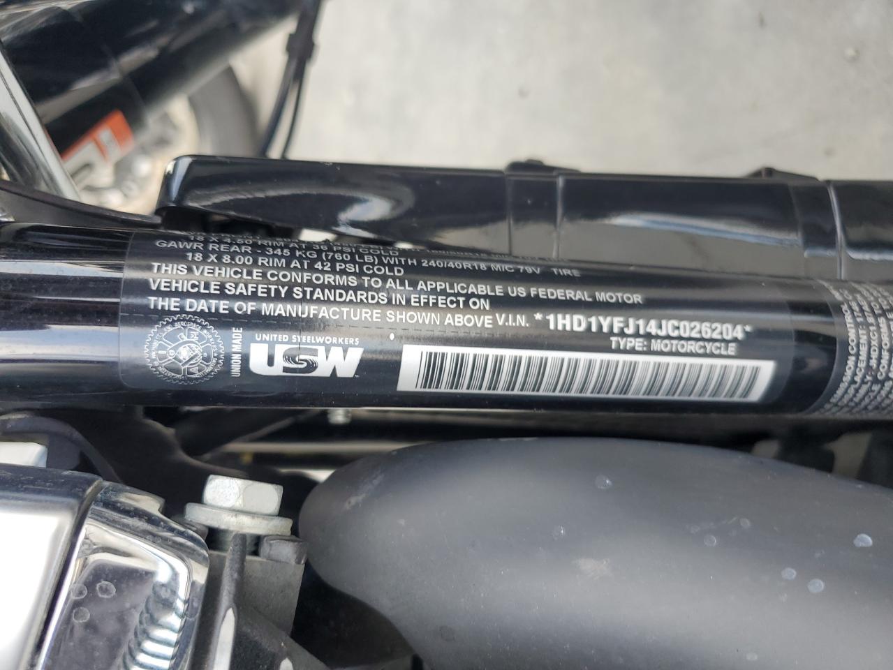 2018 Harley-Davidson Flfb Fatboy VIN: 1HD1YFJ14JC026204 Lot: 64366395