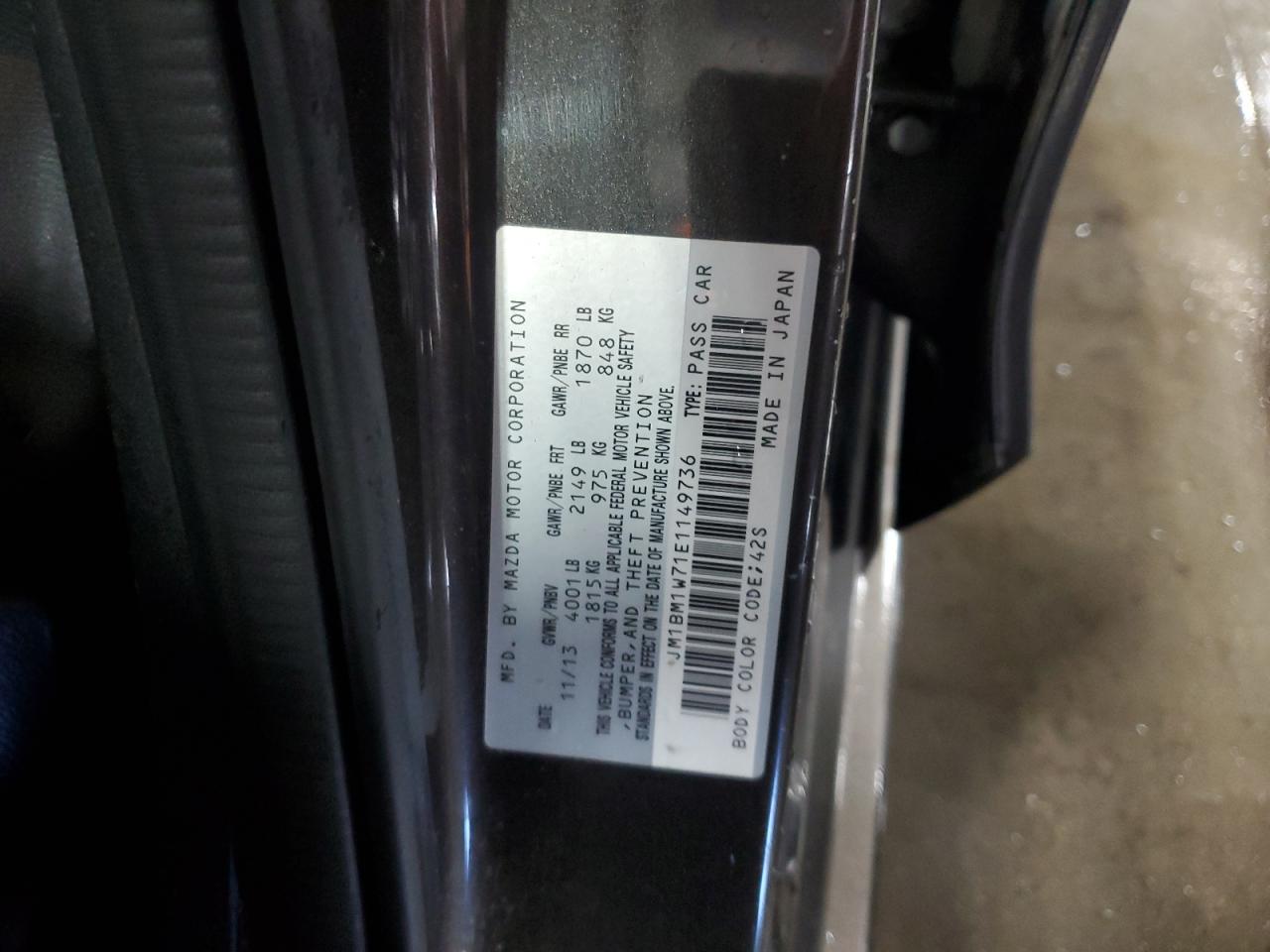 2014 Mazda 3 Grand Touring VIN: JM1BM1W71E1149736 Lot: 64417395