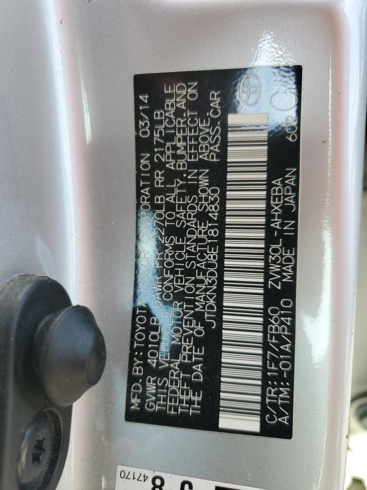 2014 Toyota Prius VIN: JTDKN3DU8E1814830 Lot: 65541085