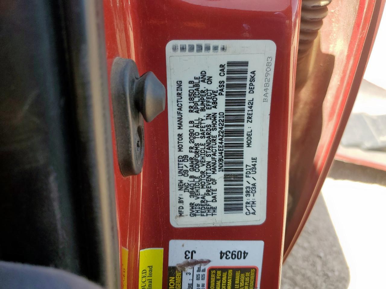 2010 Toyota Corolla Base VIN: 1NXBU4EE4AZ242210 Lot: 64780825
