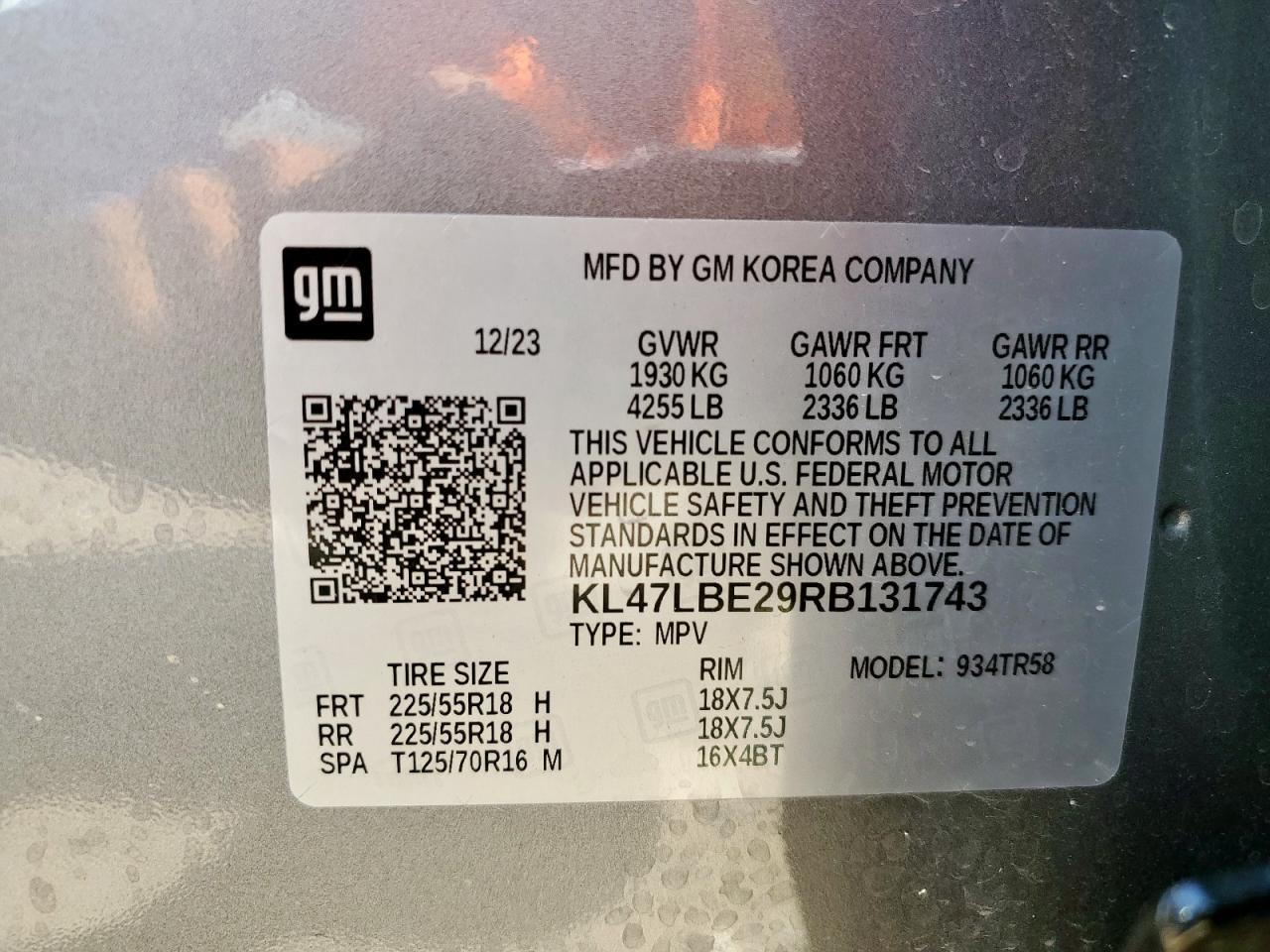 2024 Buick Envista Sport Touring VIN: KL47LBE29RB131743 Lot: 64599465