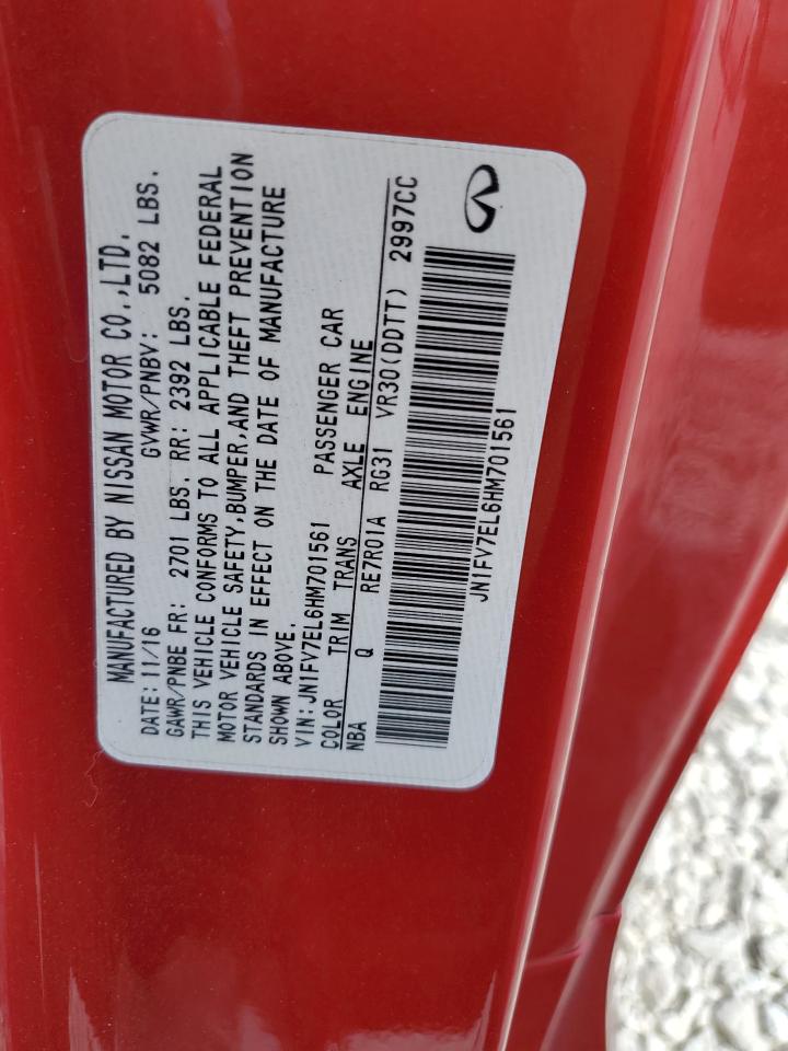 2017 Infiniti Q60 Red Sport 400 VIN: JN1FV7EL6HM701561 Lot: 64064945
