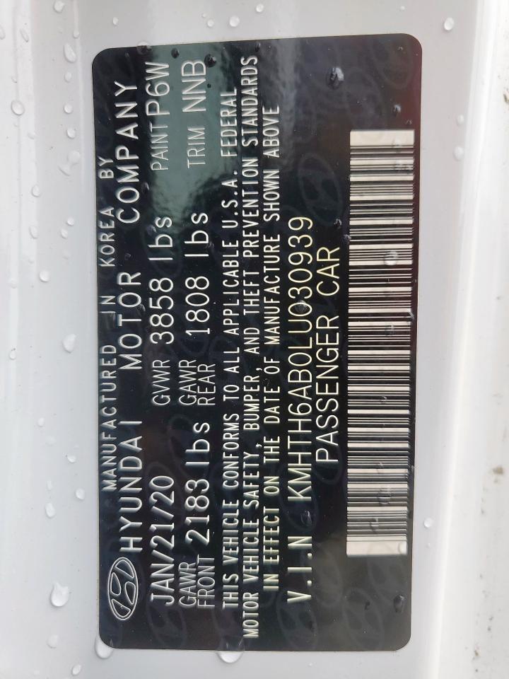 2020 Hyundai Veloster Turbo VIN: KMHTH6AB0LU030939 Lot: 64249345
