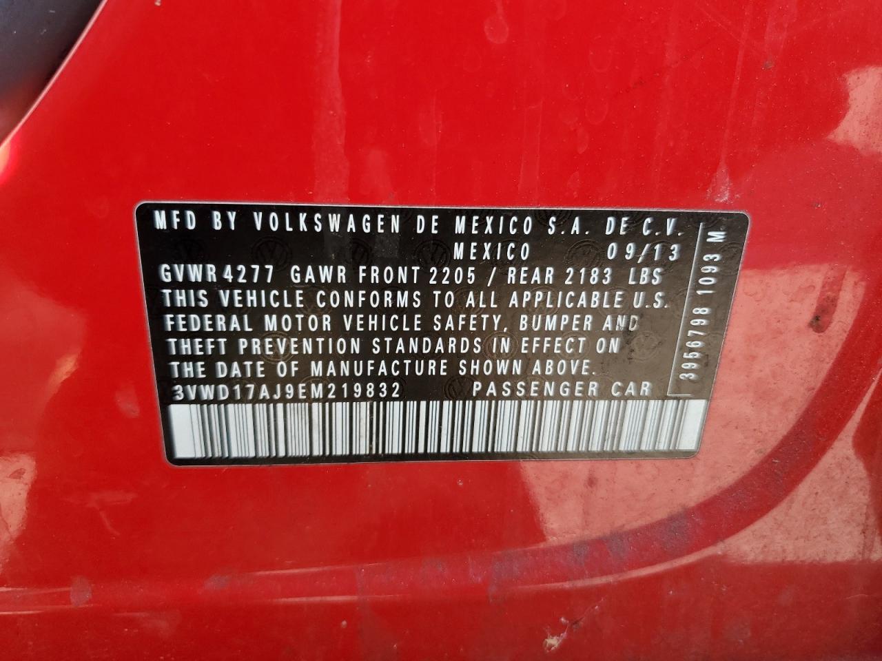 2014 Volkswagen Jetta Se VIN: 3VWD17AJ9EM219832 Lot: 63268455