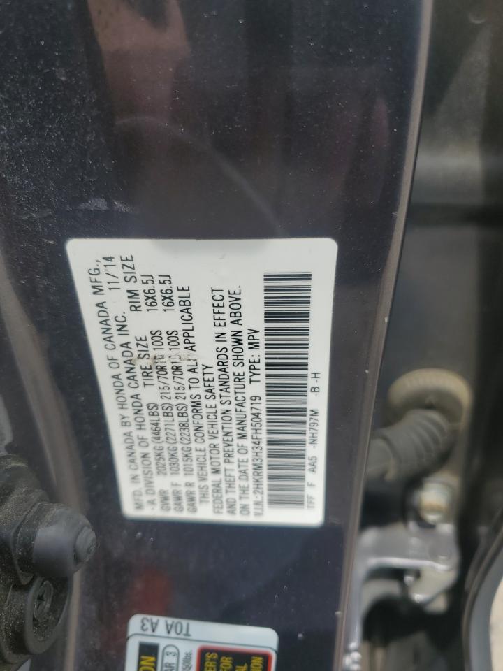 2015 Honda Cr-V Lx VIN: 2HKRM3H34FH504719 Lot: 65269985