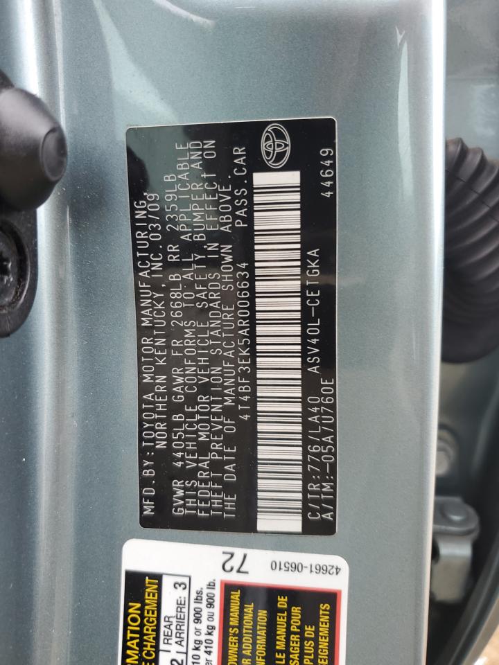 2010 Toyota Camry Base VIN: 4T4BF3EK5AR006634 Lot: 65329865
