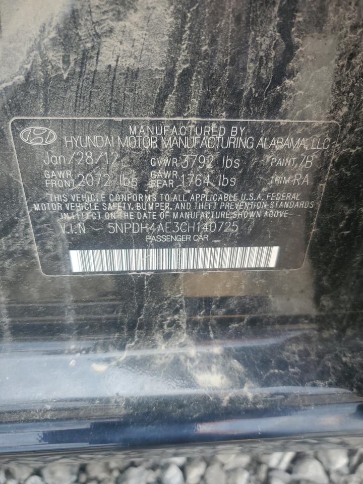 2012 Hyundai Elantra Gls VIN: 5NPDH4AE3CH140725 Lot: 65283745