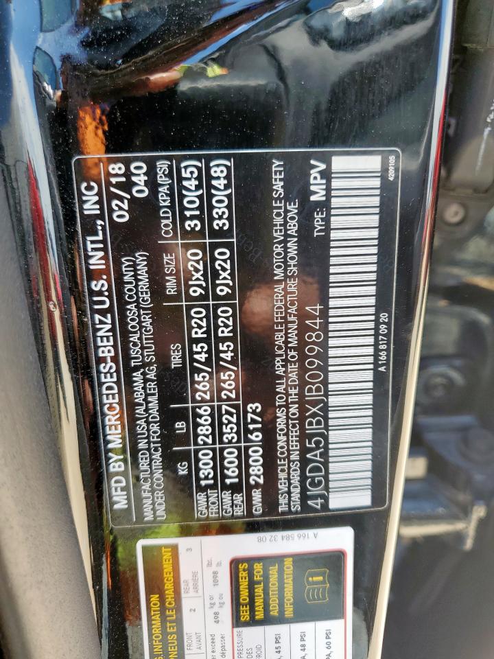 2018 Mercedes-Benz Gle 350 VIN: 4JGDA5JBXJB099844 Lot: 63495365