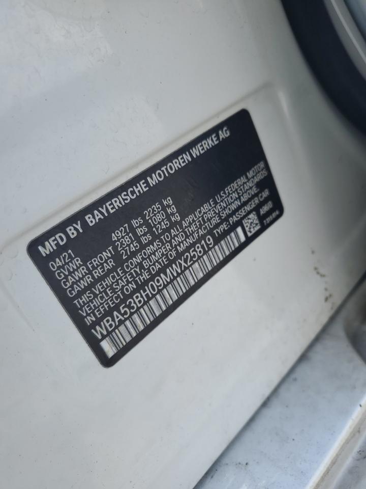 2021 BMW 530 I VIN: WBA53BH09MWX25819 Lot: 64179625