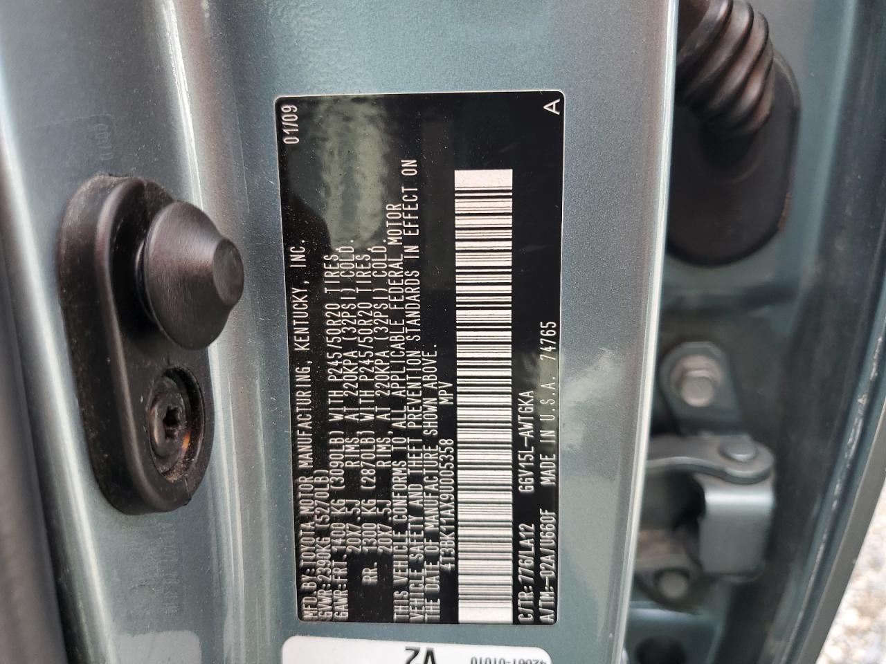 2009 Toyota Venza VIN: 4T3BK11AX9U005358 Lot: 64139555