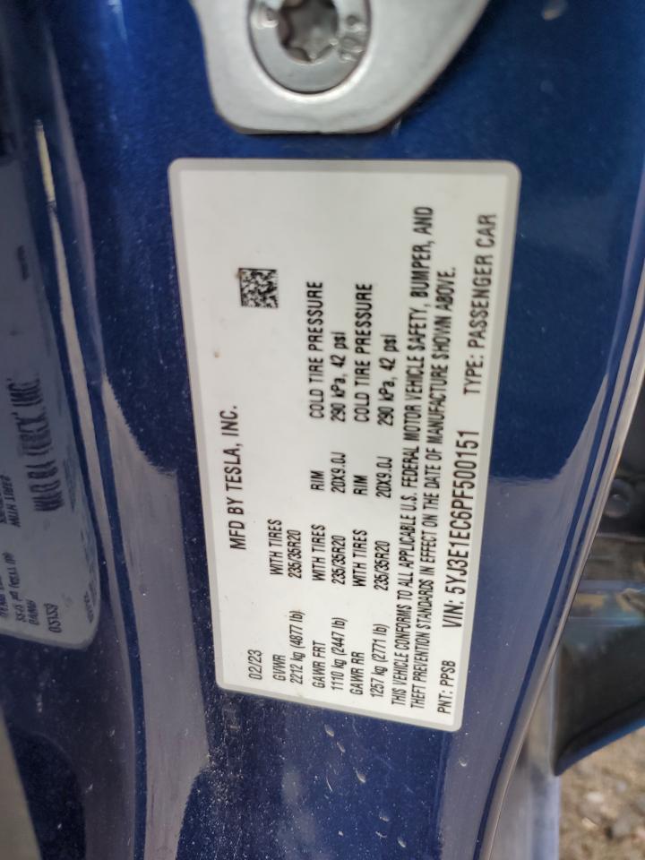 2023 Tesla Model 3 VIN: 5YJ3E1EC6PF500151 Lot: 63121155