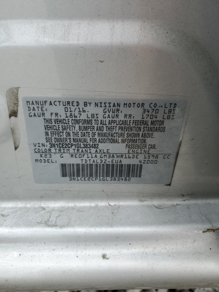 2016 Nissan Versa Note S VIN: 3N1CE2CP1GL383482 Lot: 65158265