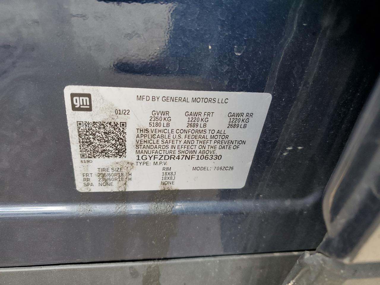 2022 Cadillac Xt4 Premium Luxury VIN: 1GYFZDR47NF106330 Lot: 63978335