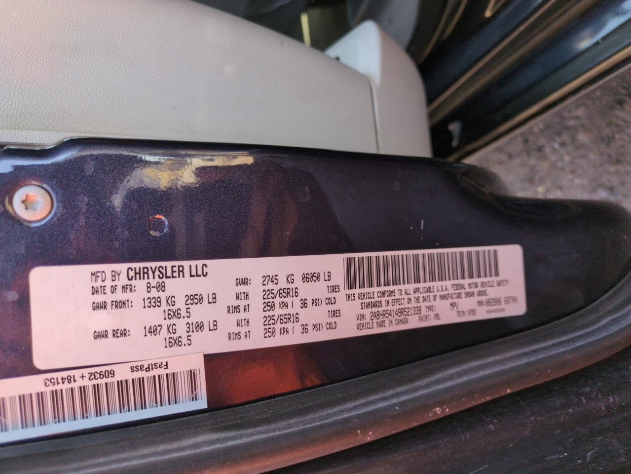 2009 Chrysler Town & Country Touring VIN: 2A8HR54149R521338 Lot: 62564395