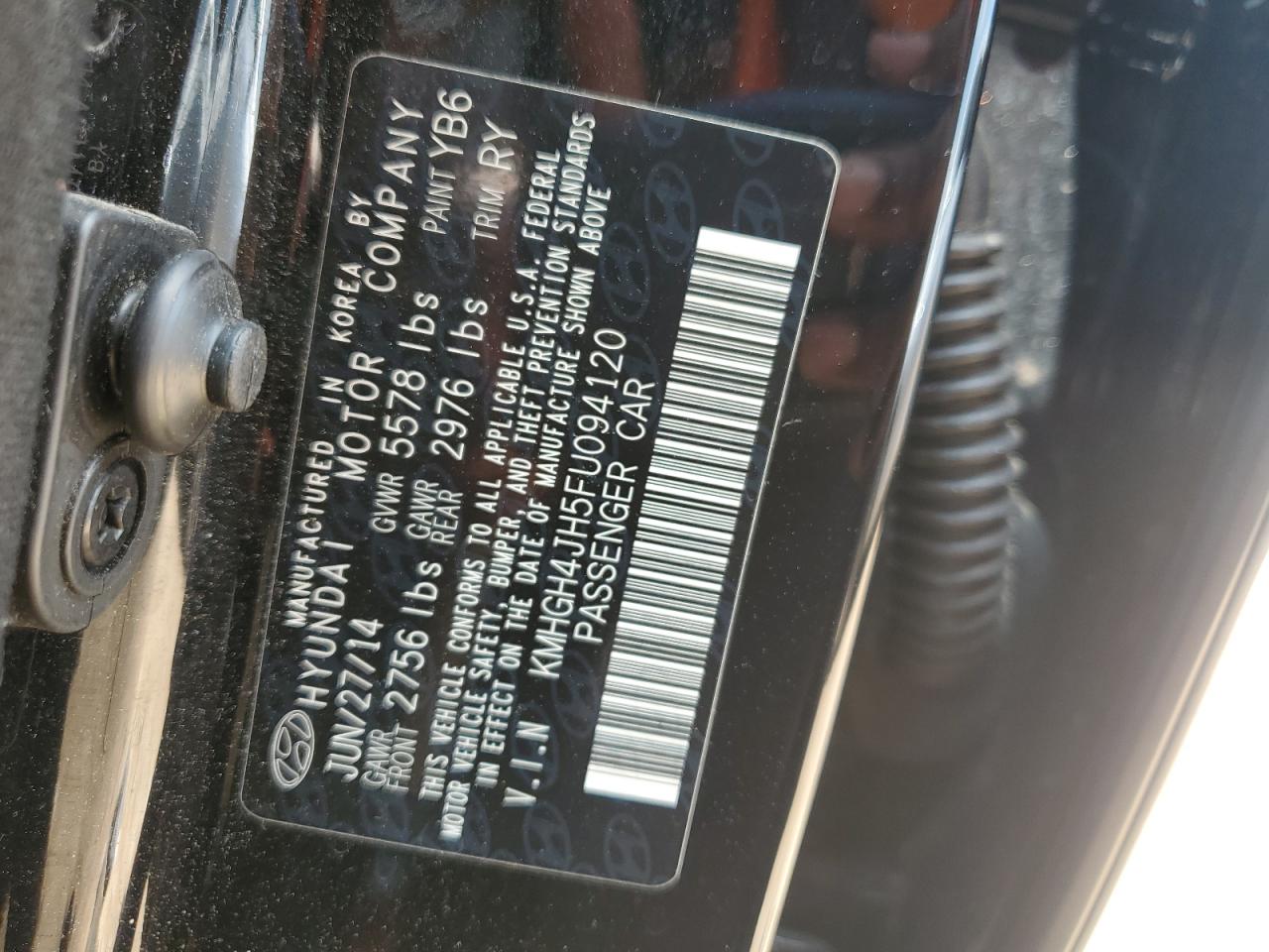 2015 Hyundai Equus Signature VIN: KMHGH4JH5FU094120 Lot: 63238345