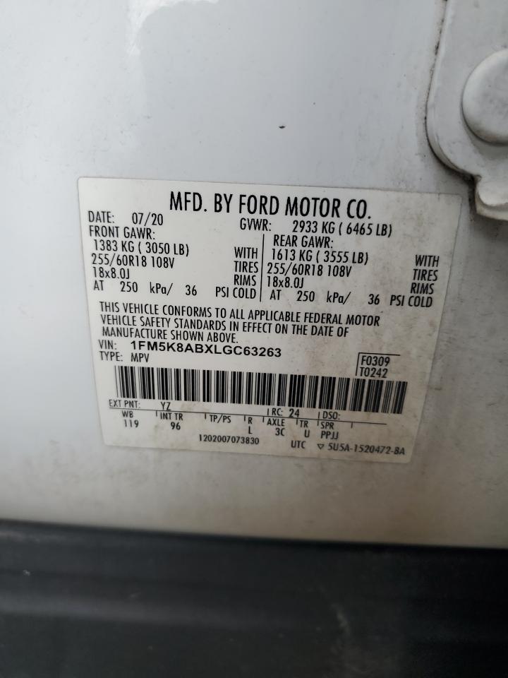 2020 Ford Explorer Police Interceptor VIN: 1FM5K8ABXLGC63263 Lot: 63551265