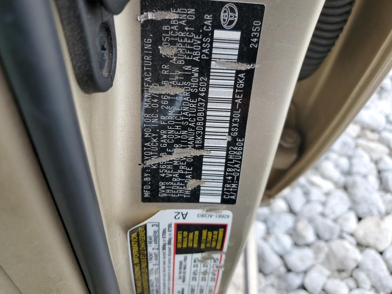 2011 Toyota Avalon Base VIN: 4T1BK3DB0BU374602 Lot: 63862675