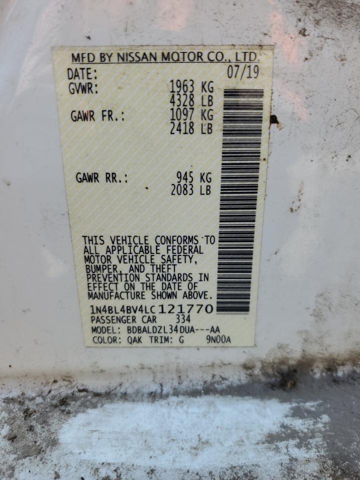2020 Nissan Altima S VIN: 1N4BL4BV4LC121770 Lot: 64404605