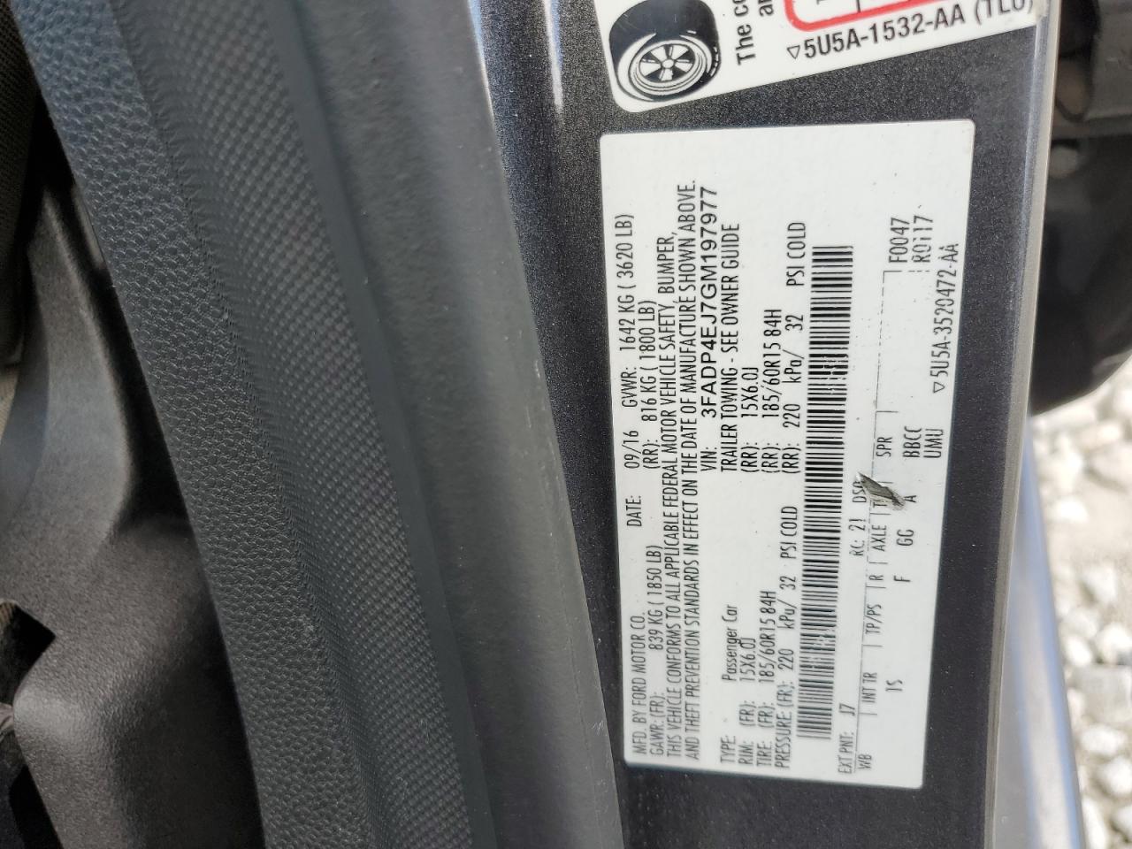 2016 Ford Fiesta Se VIN: 3FADP4EJ7GM197977 Lot: 63801275