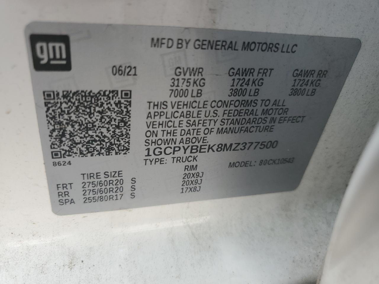 2021 Chevrolet Silverado K1500 Custom VIN: 1GCPYBEK8MZ377500 Lot: 63069475