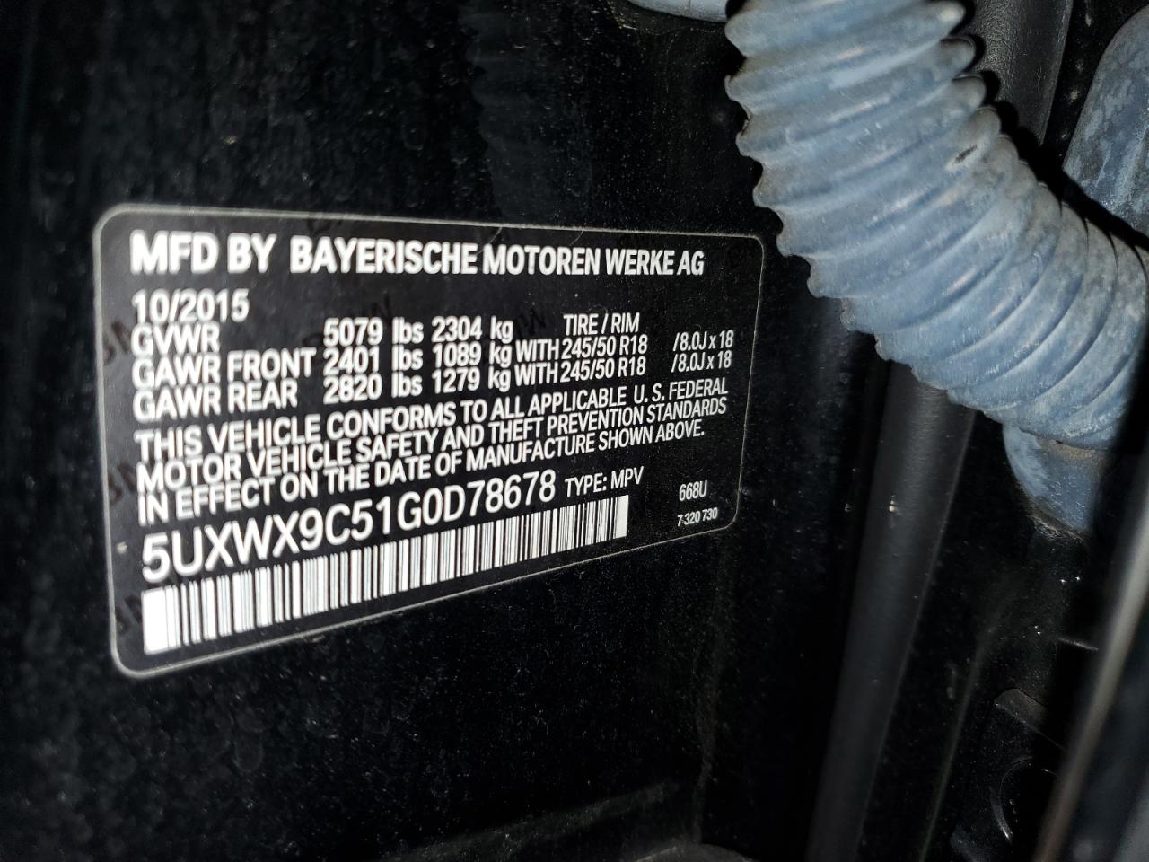 2016 BMW X3 xDrive28I VIN: 5UXWX9C51G0D78678 Lot: 63245105