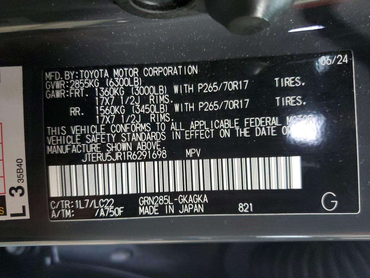 2024 Toyota 4Runner Sr5 Premium VIN: JTERU5JR1R6291698 Lot: 64976325