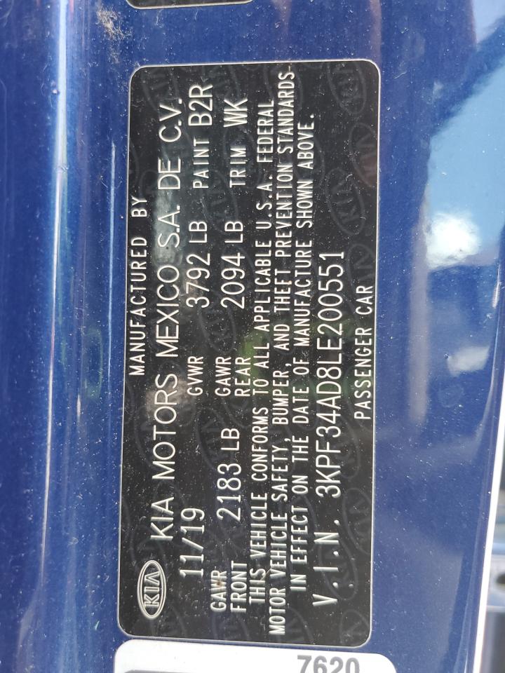 2020 Kia Forte Gt Line VIN: 3KPF34AD8LE200551 Lot: 65057335