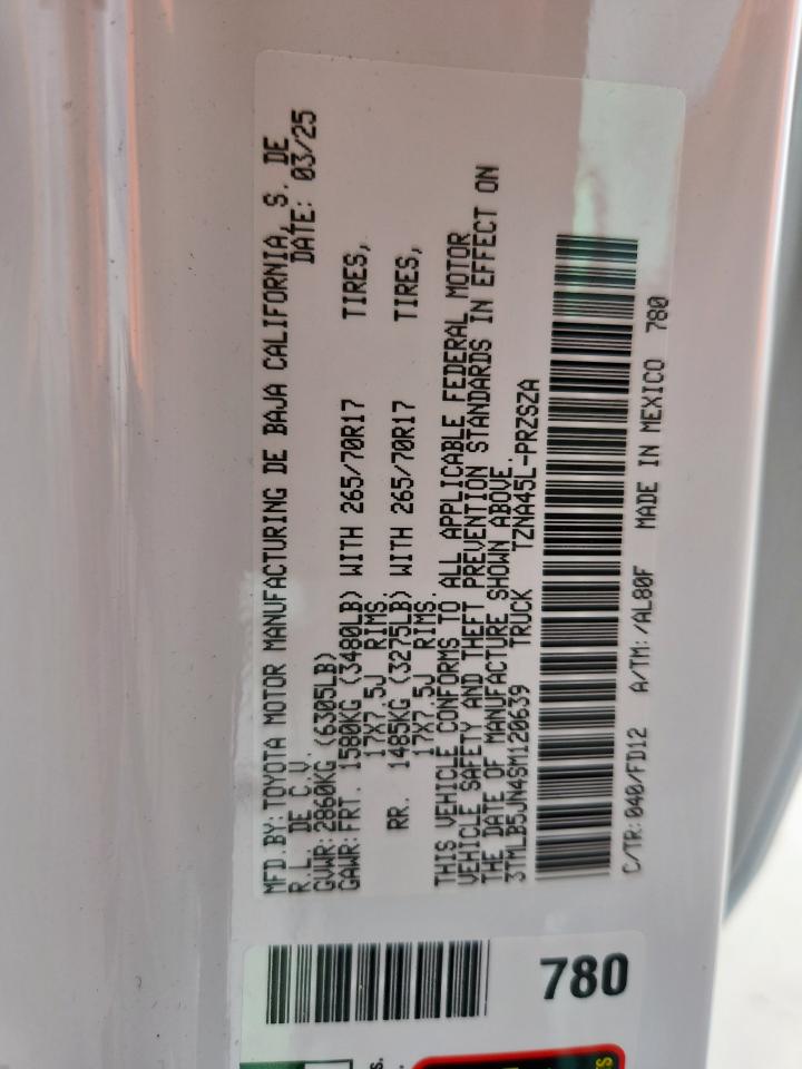 2025 Toyota Tacoma Double Cab VIN: 3TMLB5JN4SM120639 Lot: 63105415