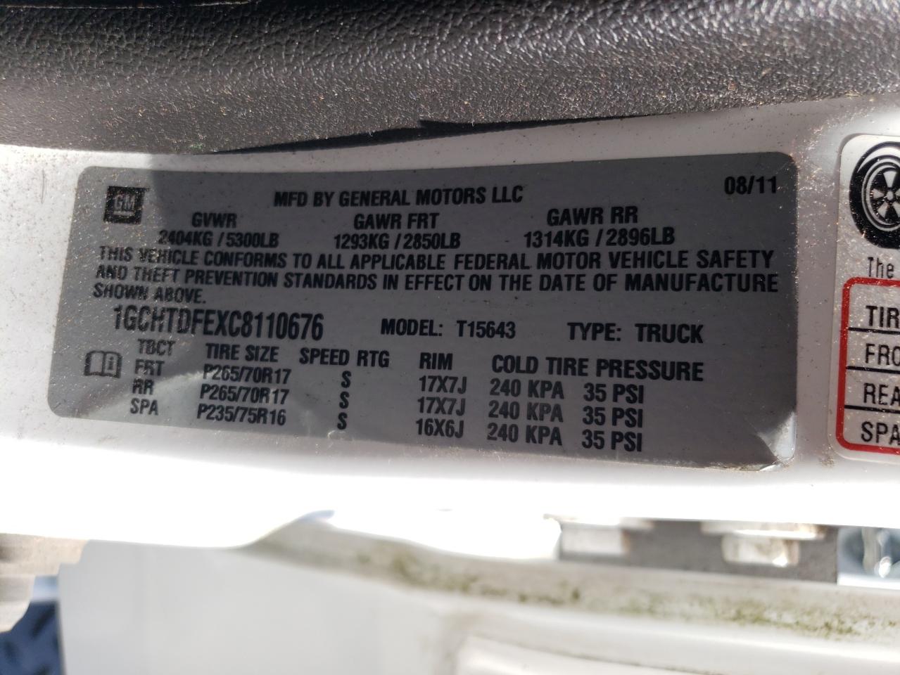 2012 Chevrolet Colorado Lt VIN: 1GCHTDFEXC8110676 Lot: 65819785