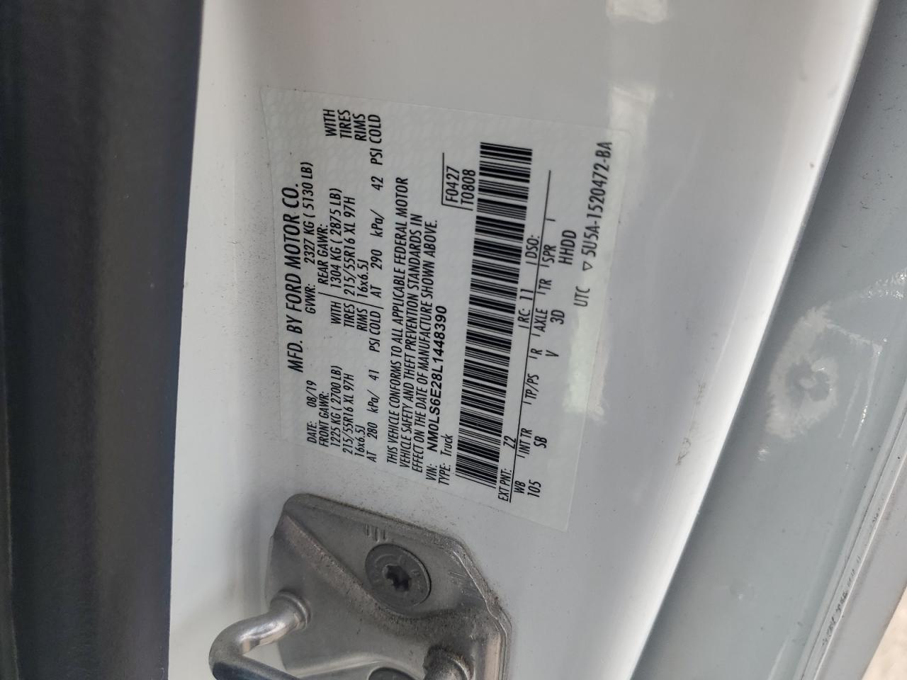 2020 Ford Transit Connect Xl VIN: NM0LS6E28L1448390 Lot: 62148205