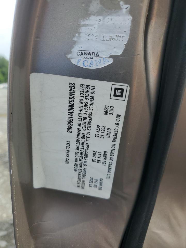 1998 Buick Century Custom VIN: 2G4WS52M0W1606408 Lot: 67289465