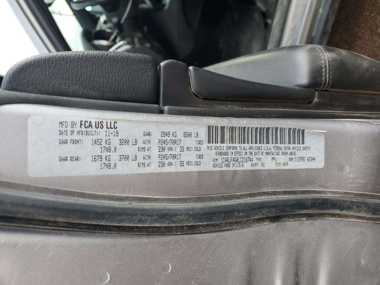 2020 Jeep Grand Cherokee Laredo VIN: 1C4RJFAG0LC216744 Lot: 65153255