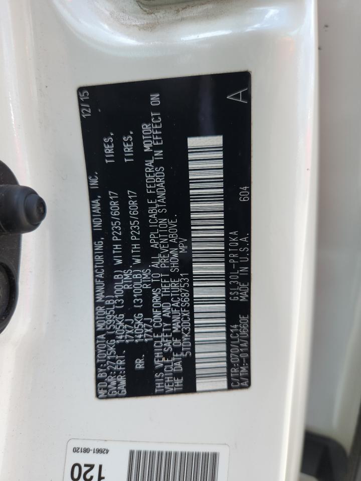 2015 Toyota Sienna Xle VIN: 5TDYK3DCXFS687531 Lot: 64926475